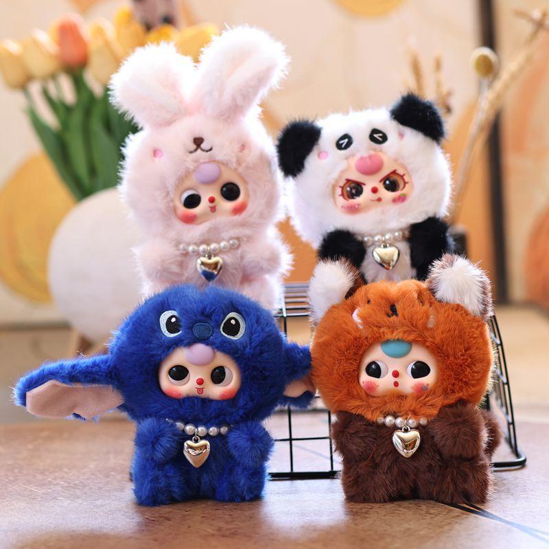 Magic Transformable Plush Keychain with Vinyl Face, Charming Cartoon Bag Charm & Collectible Doll