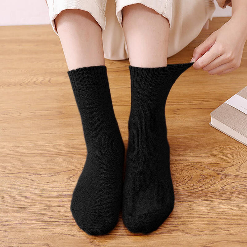 Plain Women s Mid-Calf Socks (Black) Student Socks