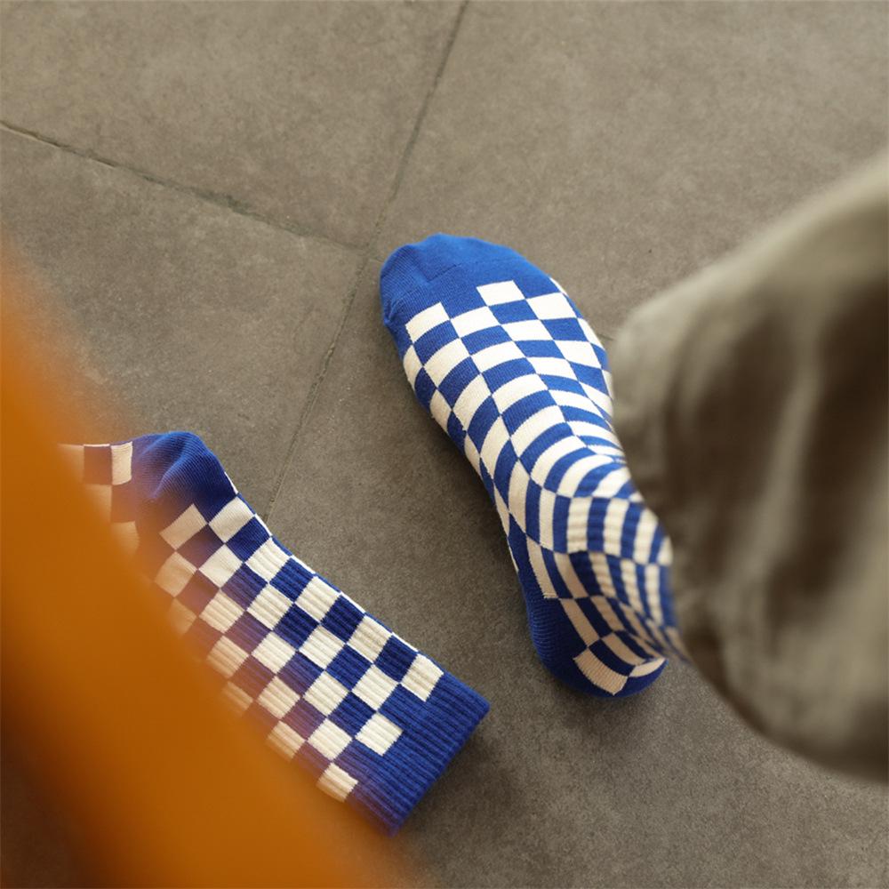 Clearance Trendy Checkered Streetwear Unisex Cotton Socks, One Size 36-43