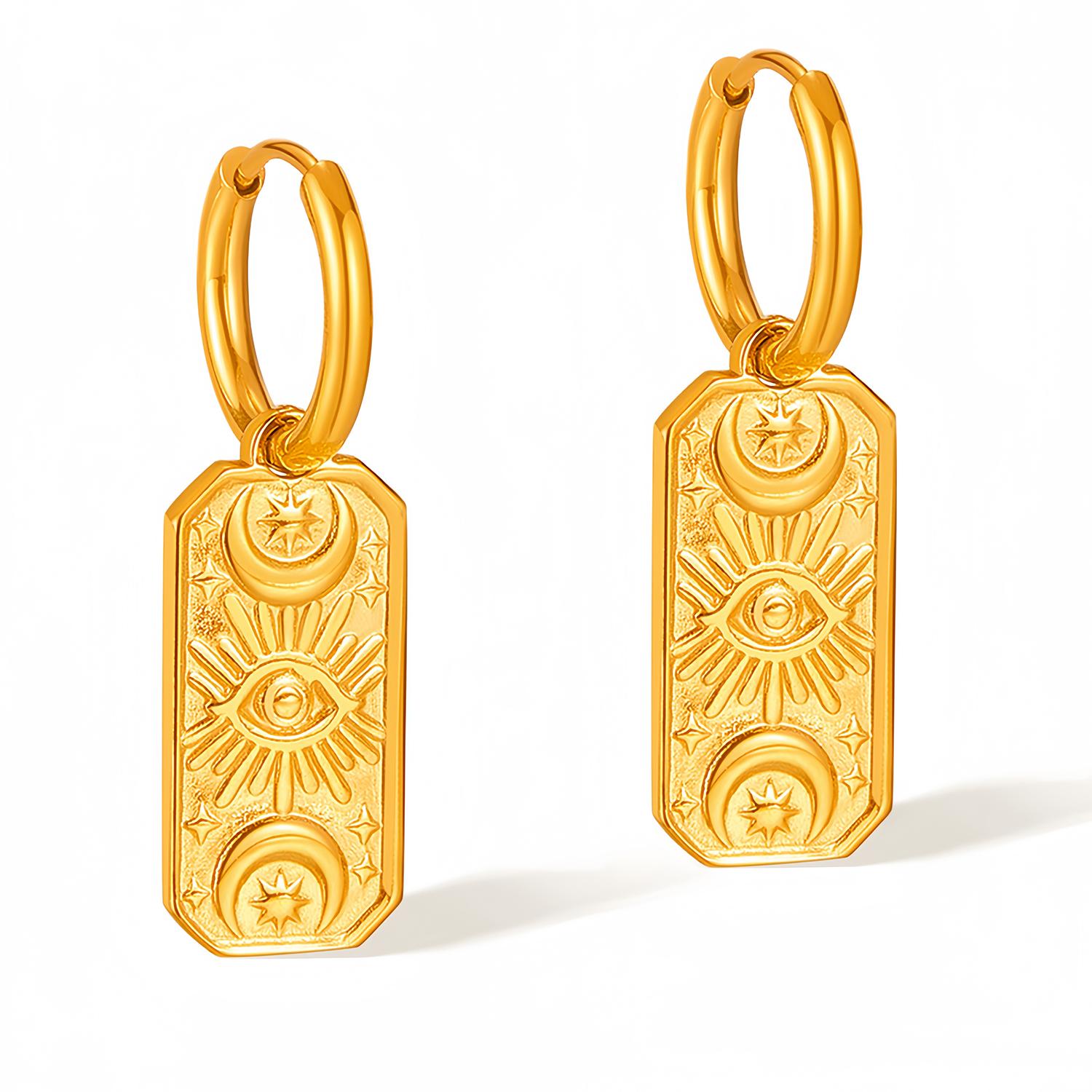 

Fashion Square Shape Drop 18k Gold Color Stainless Steel Waterproof Huggie Hoop Earrings Women Charms Daily Jewelry High Quality золотий