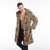 Imitation Fur Coat Autumn and Winter Men's New Imitation Fur, Jacquard Leopard Print Large Lapel Collar Long Coat Large