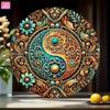 Vintage Metal Wall Art Sign Yin Yang Mandala Home Decor for Garden Living Room Bar