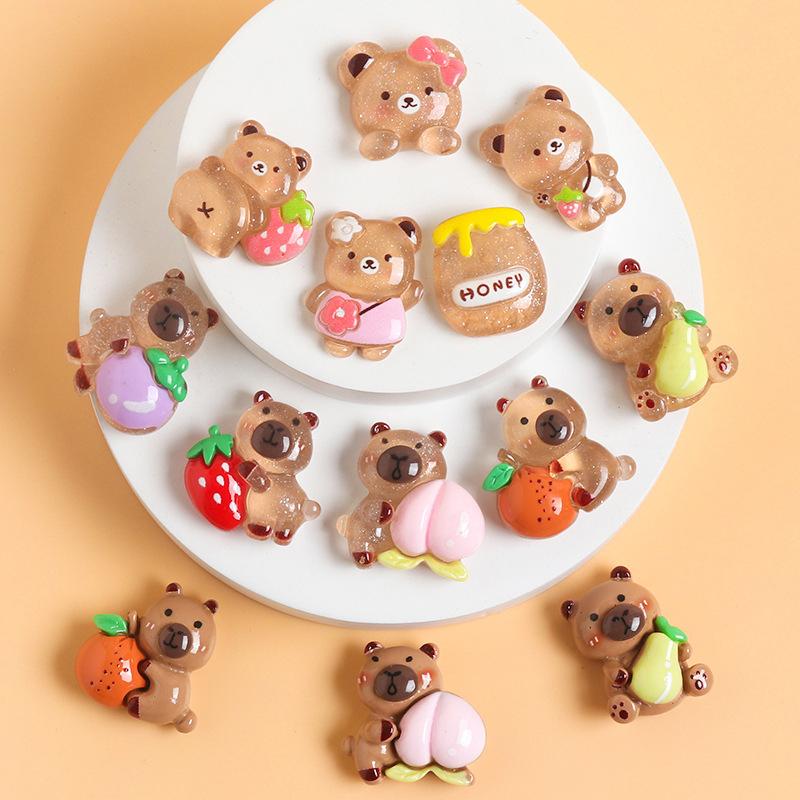 10 stk/sett Capybara Resin Tilbehør Barnas DIY Tilbehør Hjemmedekorasjon Små Ornamenter