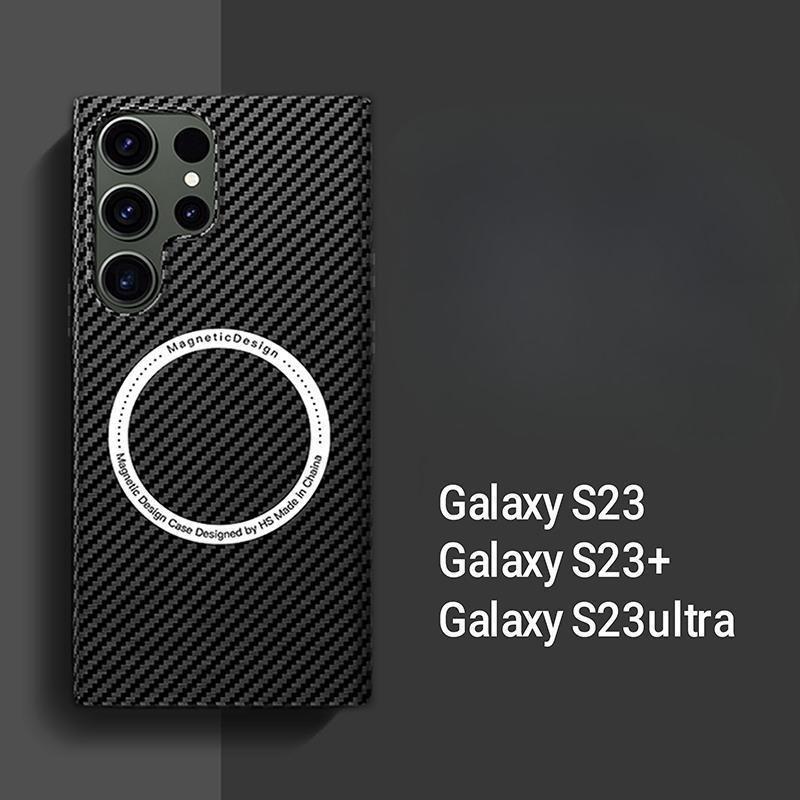 Suitable for Samsung S24 Ultra Carbon Fiber Mobile Phone Case Magnetic Suction S22 Ultra Thin Kevlar Anti Fall S23 Protective Case