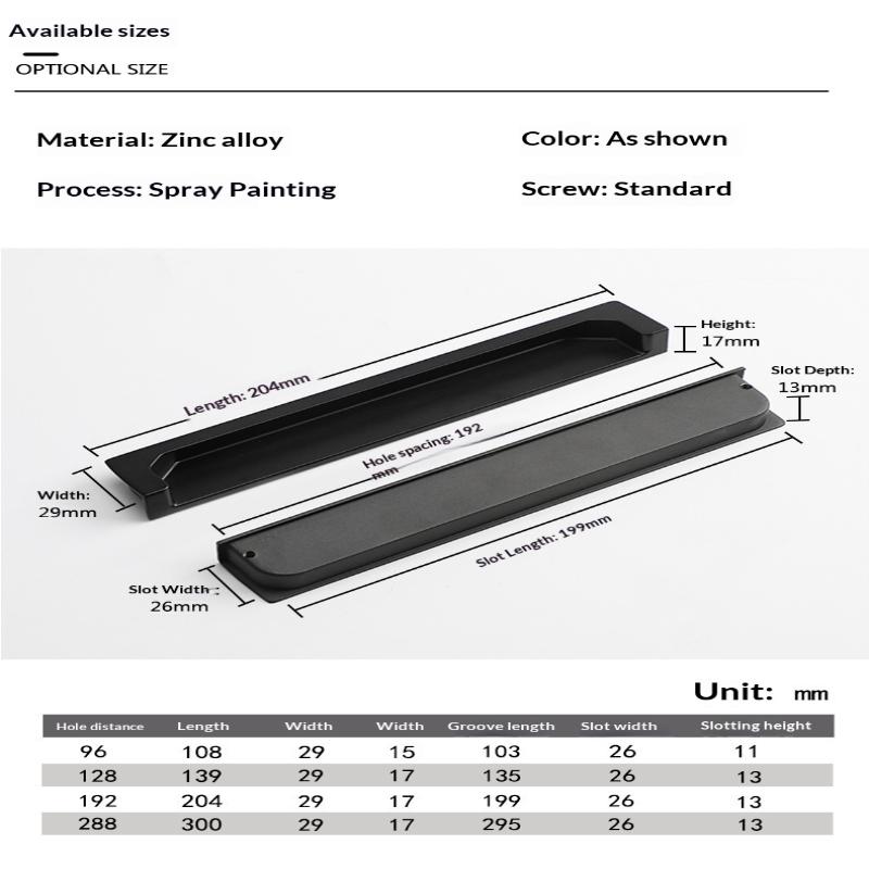 Zinklegierung Einlassbarer Klappgriff Griff Schrank Schubladengriffe Schranktür Eingelassener Öffnungsschlitz Schiebetürgriff Verlängerter Griff