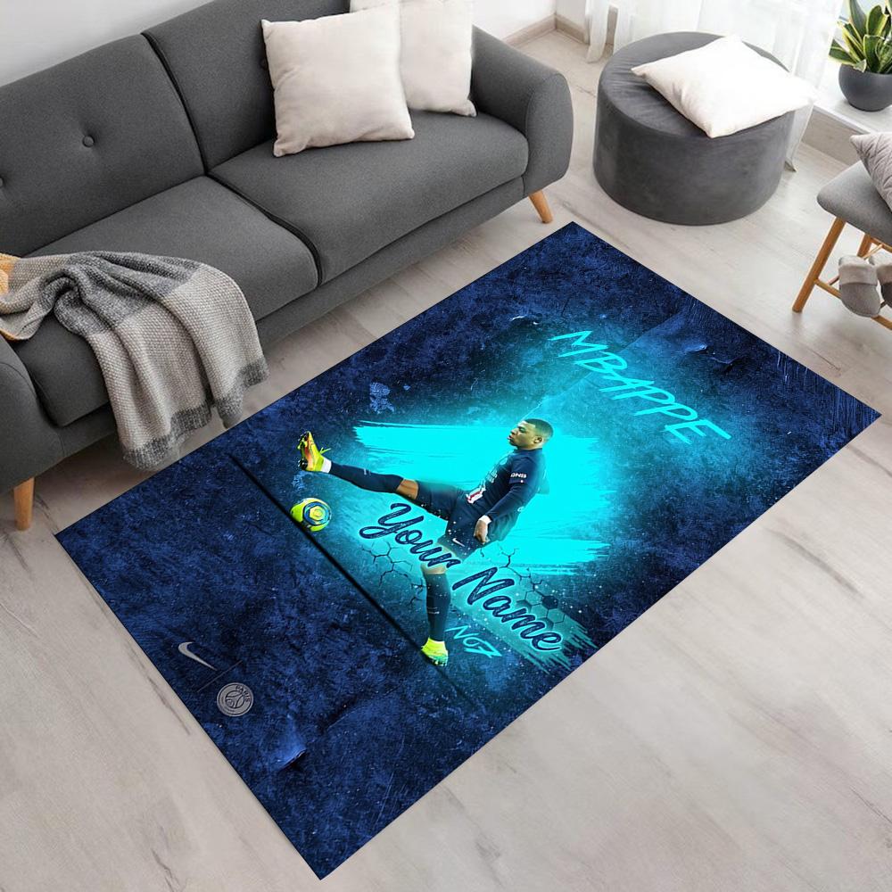 Mbappé Personalized Text Area Rug Perfect for Study Room Dormitory Hallway Balcony Antislip Carpet Decorate Offices Gift for Festivals