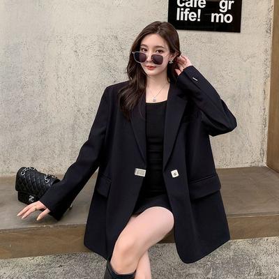Kadın İlkbahar ve Sonbahar Tasarım Mizaç için Bölünmüş Arka Takım Elbise Siyah Blazer ve Ceket