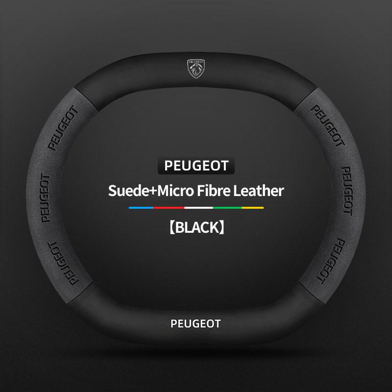 Suede Leather Car Steering Wheel Cover For Peugeot 3008 4008 5008 208 e208 2008 e2008 207 206 Carbon Fiber Non-slip Wheel Covers