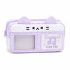 Durable Pixel Music Not Print Pencil Case Cat Ear Design Large Capacity Pen Bag Pencil Pouch Students