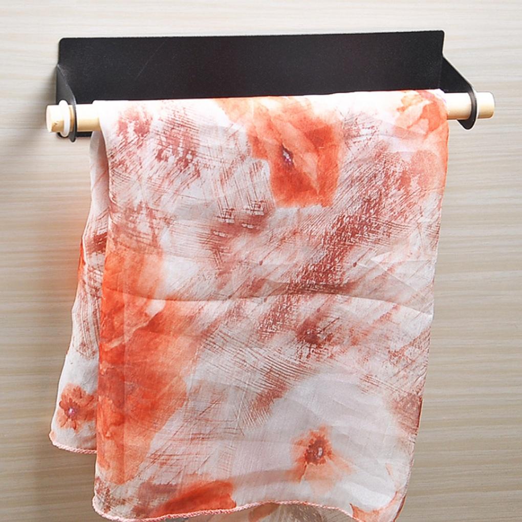 Bodahome Adhesive Steel Wood Towel Rack Kitchen Towel Rack