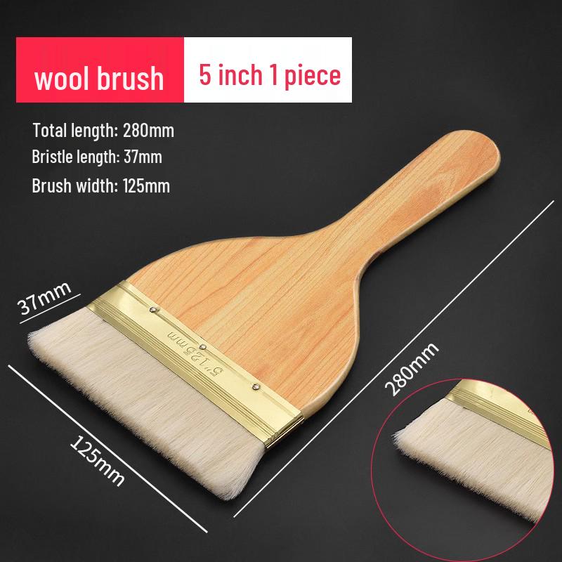 Wool-Latex Paint Brush with Wooden Handle, Soft Non-Shedding Bristles, Ideal for Wall Cleaning and Painting