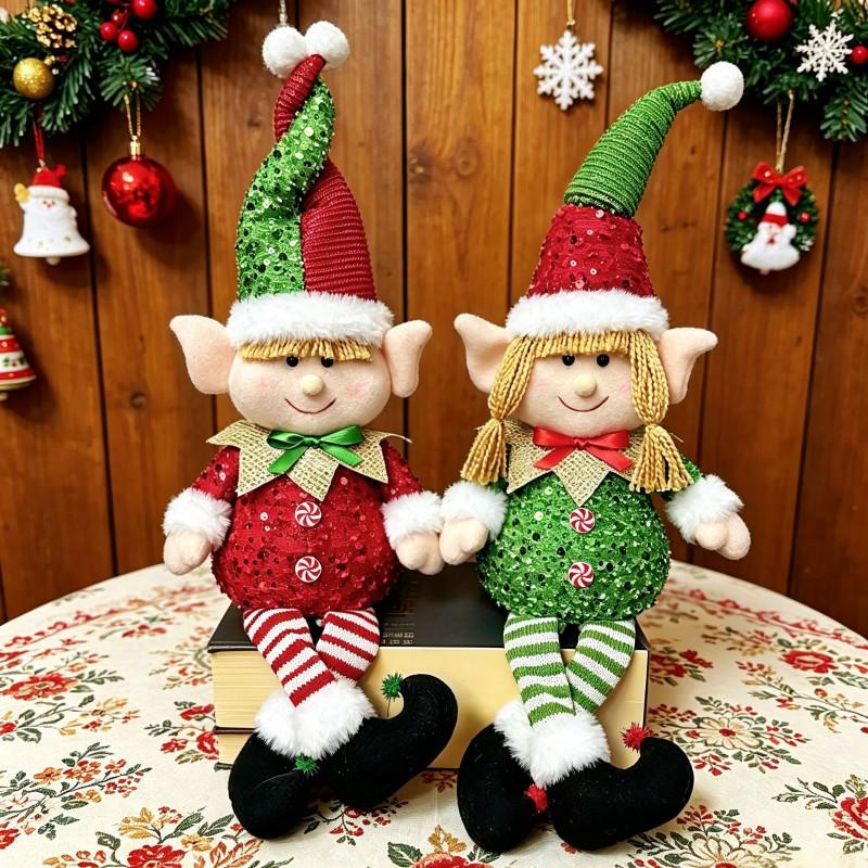 LED Lighted Sitting Elf Figurine Christmas Decor Home Party Ornament Modern Minimalist Style
