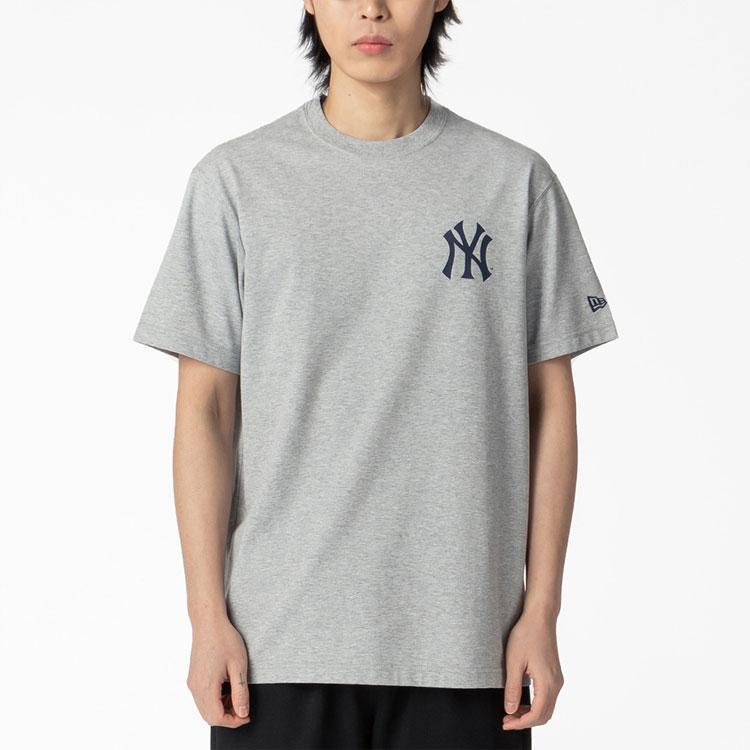 New Era MLB Hot Dog Letter Cartoon Print T-Shirt Unisex Tops Gray 12715375