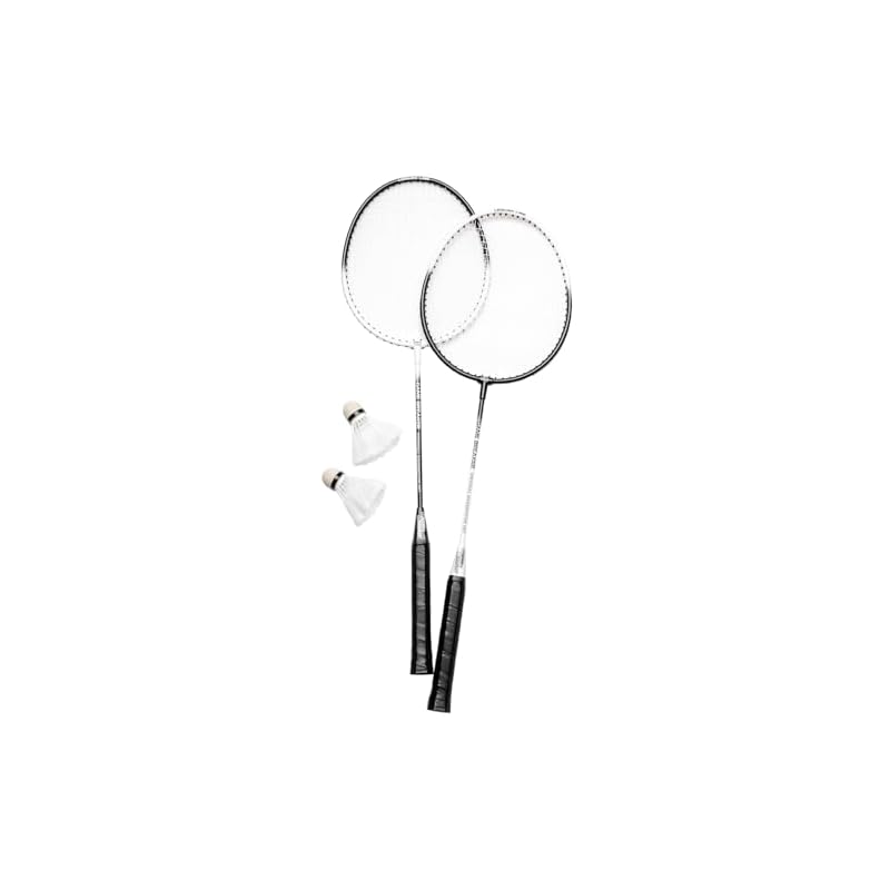 Onda Badminton Set: 2 Rackets, 2 Shuttlecocks, and Storage Case. Lightweight, suitable for beginners and practice. Available in Black and White.