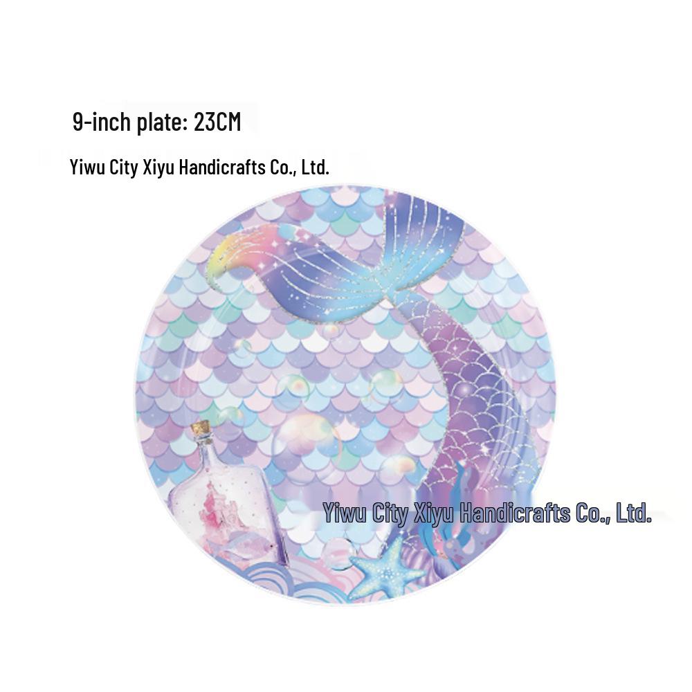 Pink Mermaid Birthday Party Set: Tablecloth, Plates, Cups, Balloons, and Cutlery
