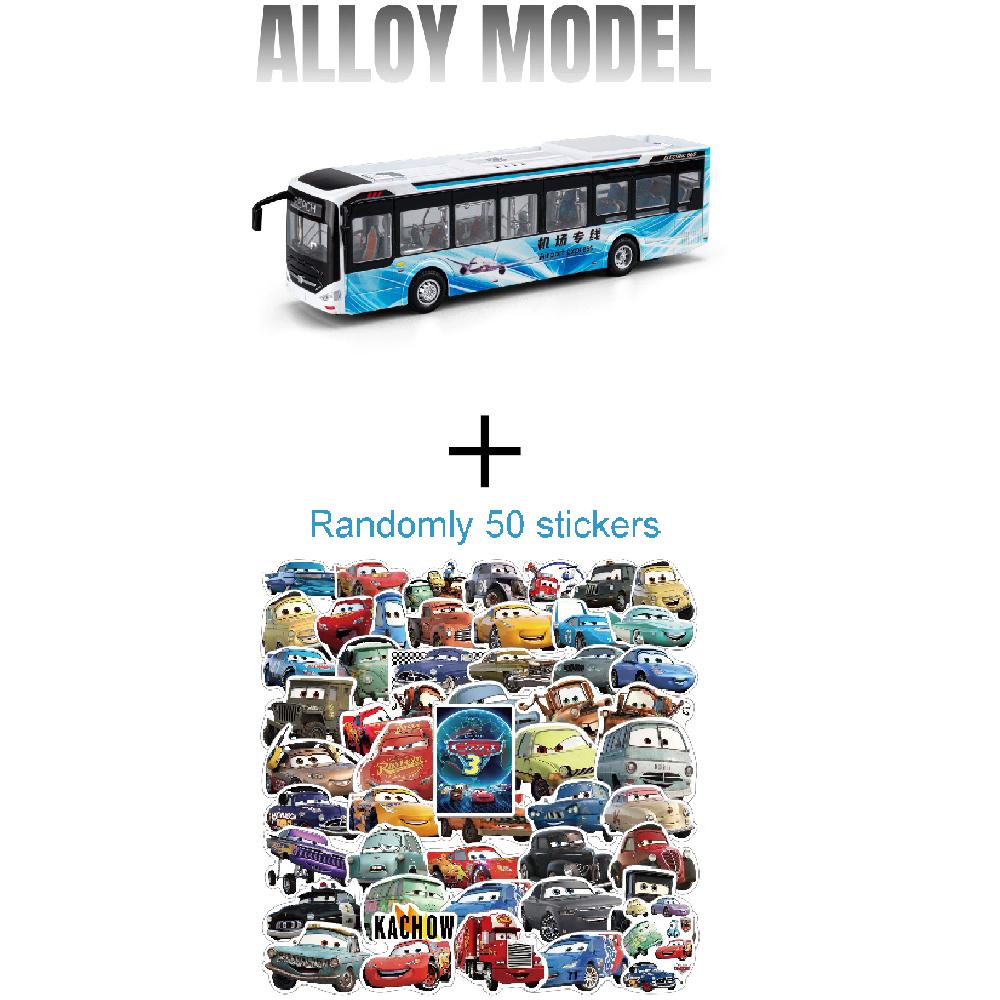 1:42 New Energy Bus Alloy Model Diecast Car Toys Sound Light Pull Back Doors Opened Miniature Vehices Children'S Puzzle Toy Gift