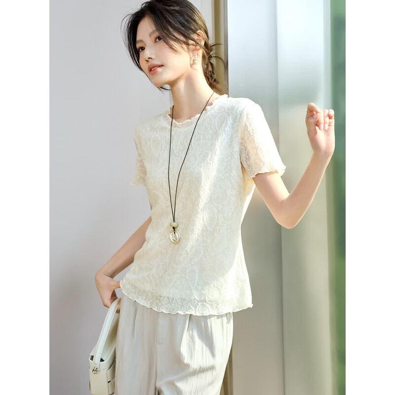 XWI Women s Jacquard Lace Summer T-Shirt XL