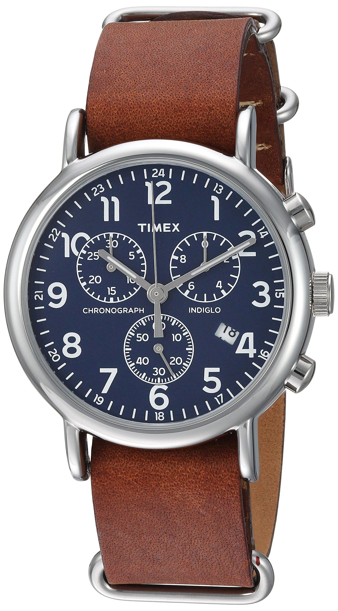 

Часы Timex Weekender Chronograph 40 мм коричневые/серебристые/синие