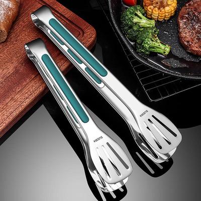 Grüner Griff 304 Edelstahl Anti-Verbrühung & Rutschfest Küche Silikon BBQ & Backen Lebensmittelzange