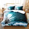 Vintage Sailboat King Queen Duvet Cover Nautical Ocean Bedding Set for Teens Adults Ship Fire Black 2/3pcs Polyester Quilt Cover