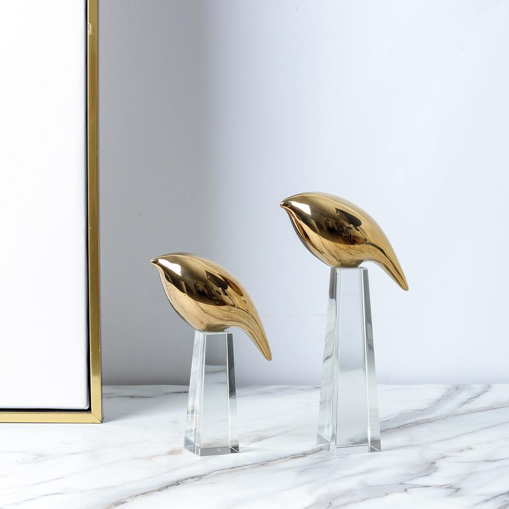 Nordic Luxury Golden Bird Ceramic Ornaments Home Decoration Living Room Modern Animal Sculpture Desktop Ornaments Unique Gift