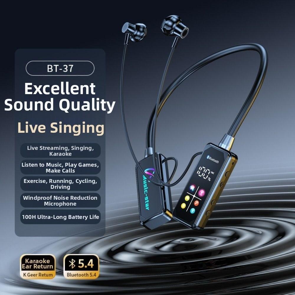 LED Digital Display Wireless Earbuds Neckband Long Standby Bluetooth Headphones  Mobile Gaming