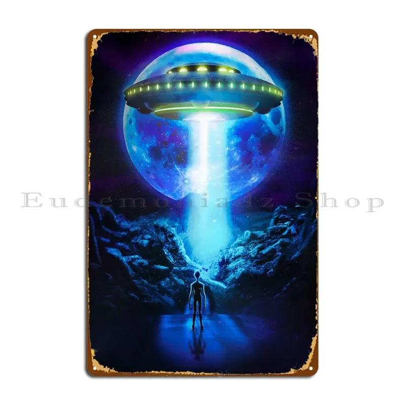 Alien Left Behind UFO Metal Sign Home Personalized Plaques Garage Personalized Tin Sign Poster 20x30cm(7.8x11.8inch)