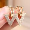 Elegant Gold Color Triangle Pave Drop Earrings for Women Geometric Crystal Jewelry Fashion Gift Party Wedding