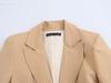 Autumn European & American High Street Women's Slim Fit Suit Jacket with Golden Buttons