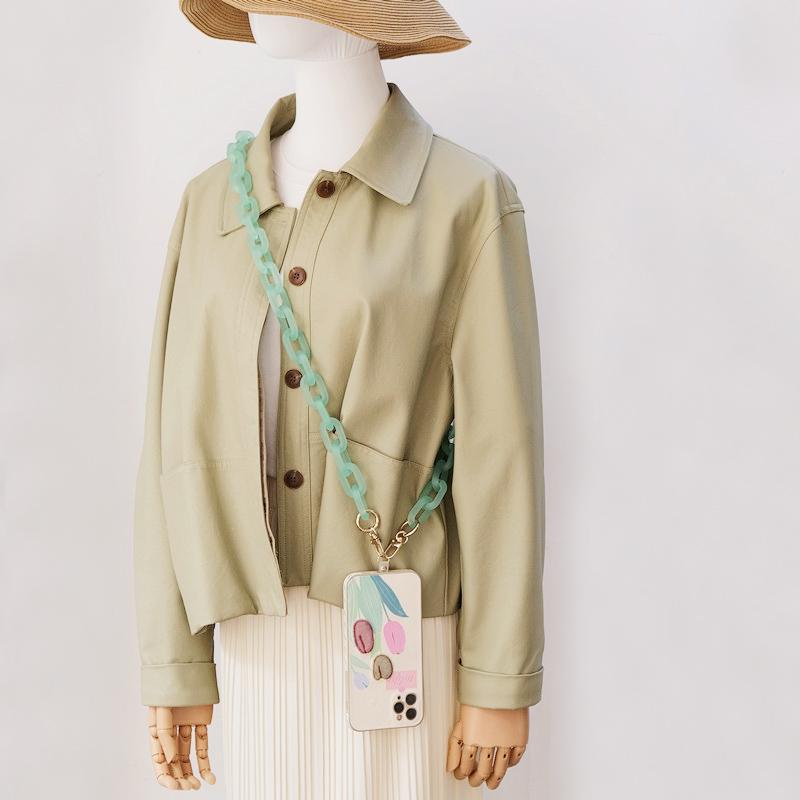 New Phone Chain Accessory Detachable Parts Neon Candy Matte Crossbody Resin Luxury Strap Phone Case Chains Acrylic Shoulder Lanyard Hanging Chain