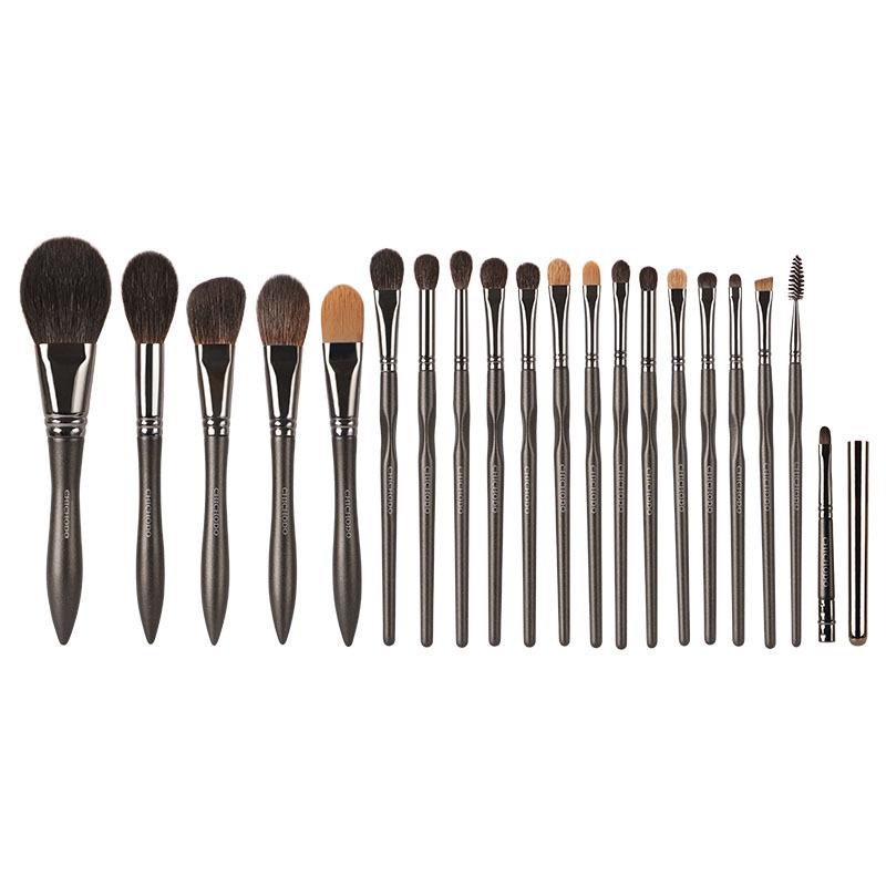 Rostfarbenes 20-teiliges professionelles Make-up-Pinselset mit Tierhaarwolle