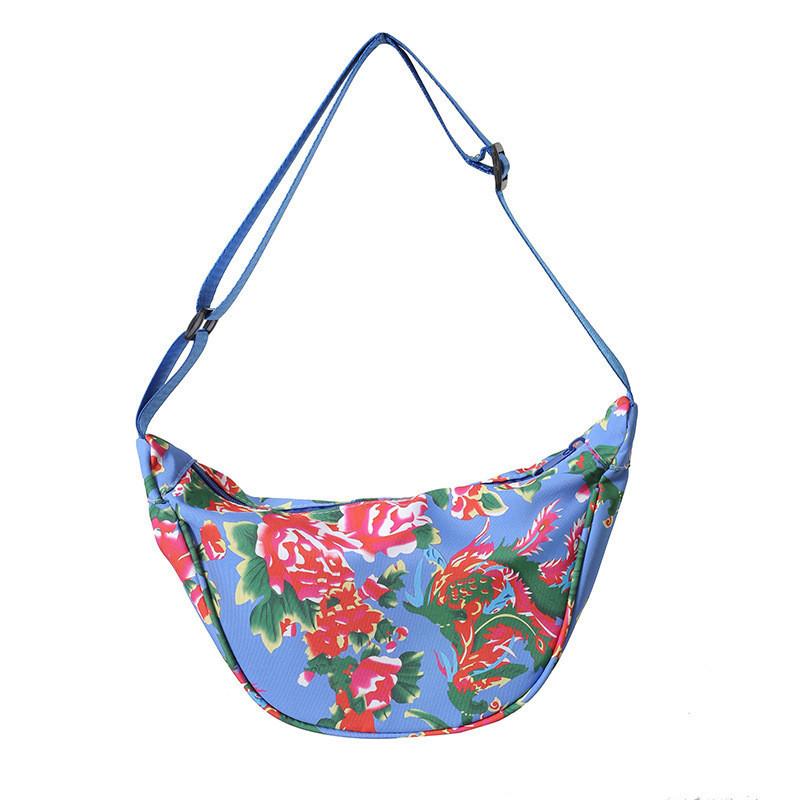 Trendy Floral Oxford Cloth Large Hobo Bag For Women Street Style In 2024