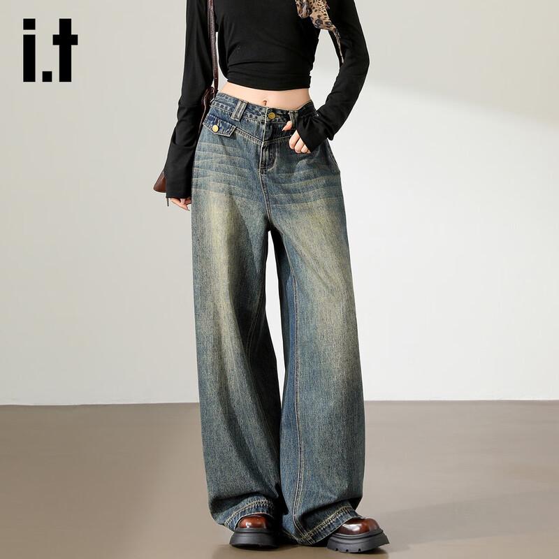 Izzue Women s High-Waist Retro Wide-Leg Jeans S