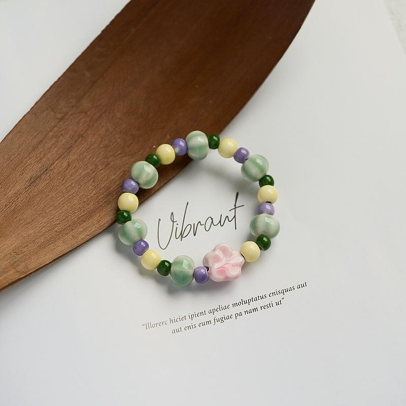 New Jingdezhen ceramic bracelet for women, versatile high-end woven floral bracelet, new Chinese style bracelet