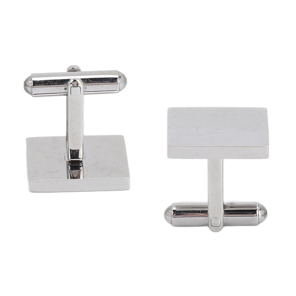 Herren Manschettenknöpfe Silber Tetragonum Manschettenknopf Rohlinge Galvanisierungsverfahren 316L Edelstahl Manschette
