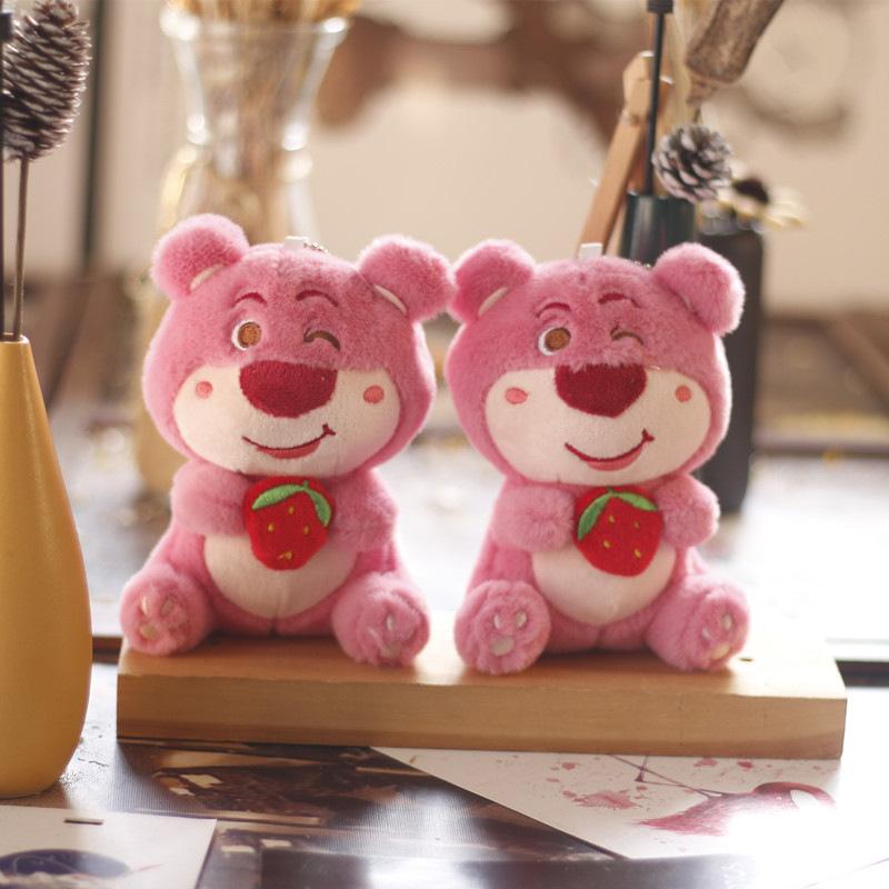 Pink Lovable Teddy Bear Keychain Cute Plush Bear Bag Decoration Girls For
