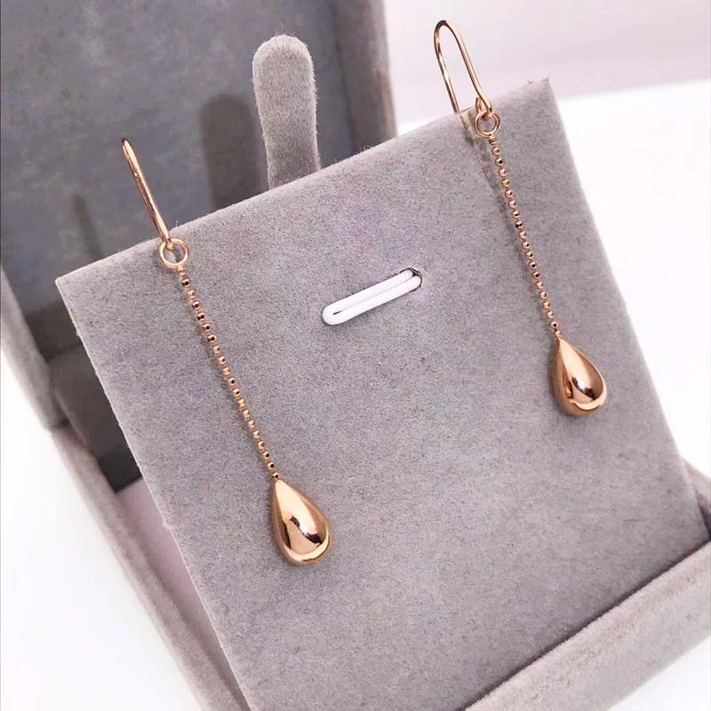 Purple Gold-Plated Rose Gold Glossy Water Drop Earrings Simple Fashion Temperament Cold Wind Rose Gold Ear Hooks
