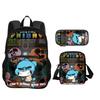 The Amazing World of Gumball Round Front Bag Backpack Pen Bag Shoulder Bag 3Pcs Set Cartoon Anime Printed Student Boys and Girls