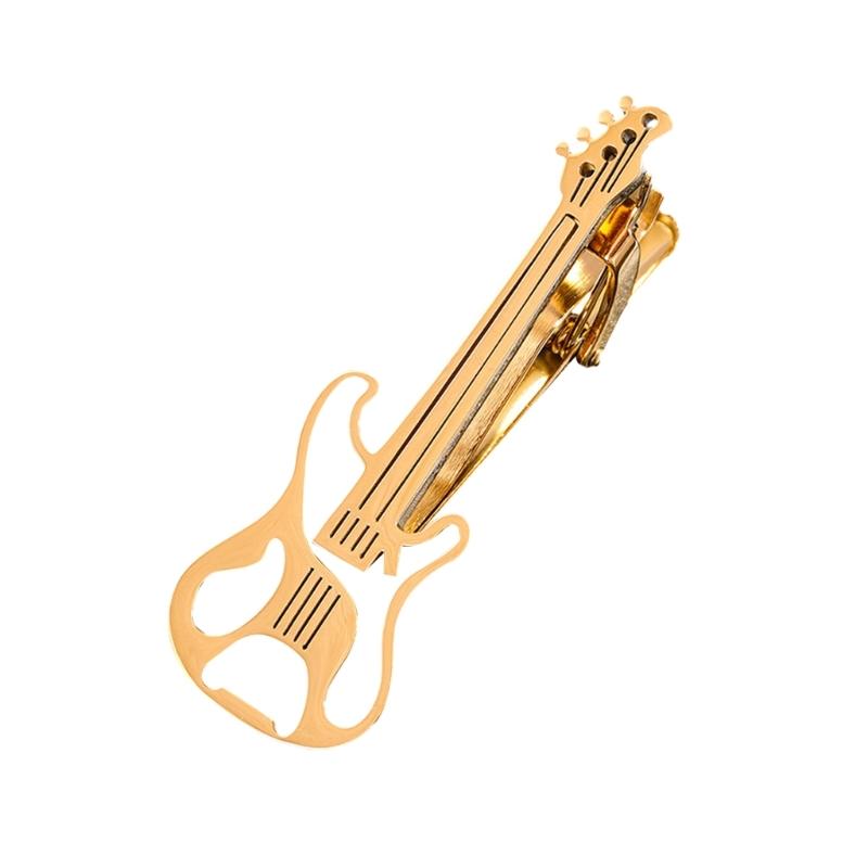 Creative Metal Punk Guitar Tie Clip Instrument Music Note Tie Pin Piano Key Necktie Buckle for Men's Necktie Accessories