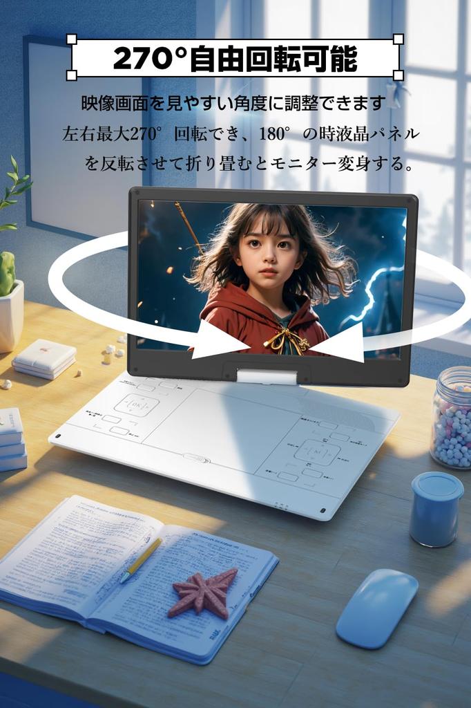 Release Eye Protection Mode Portable DVD Player with Extra Large Narrow 5000mAh High 6 Hours Continuous Region Resume Rotation TV CPRM SD Language