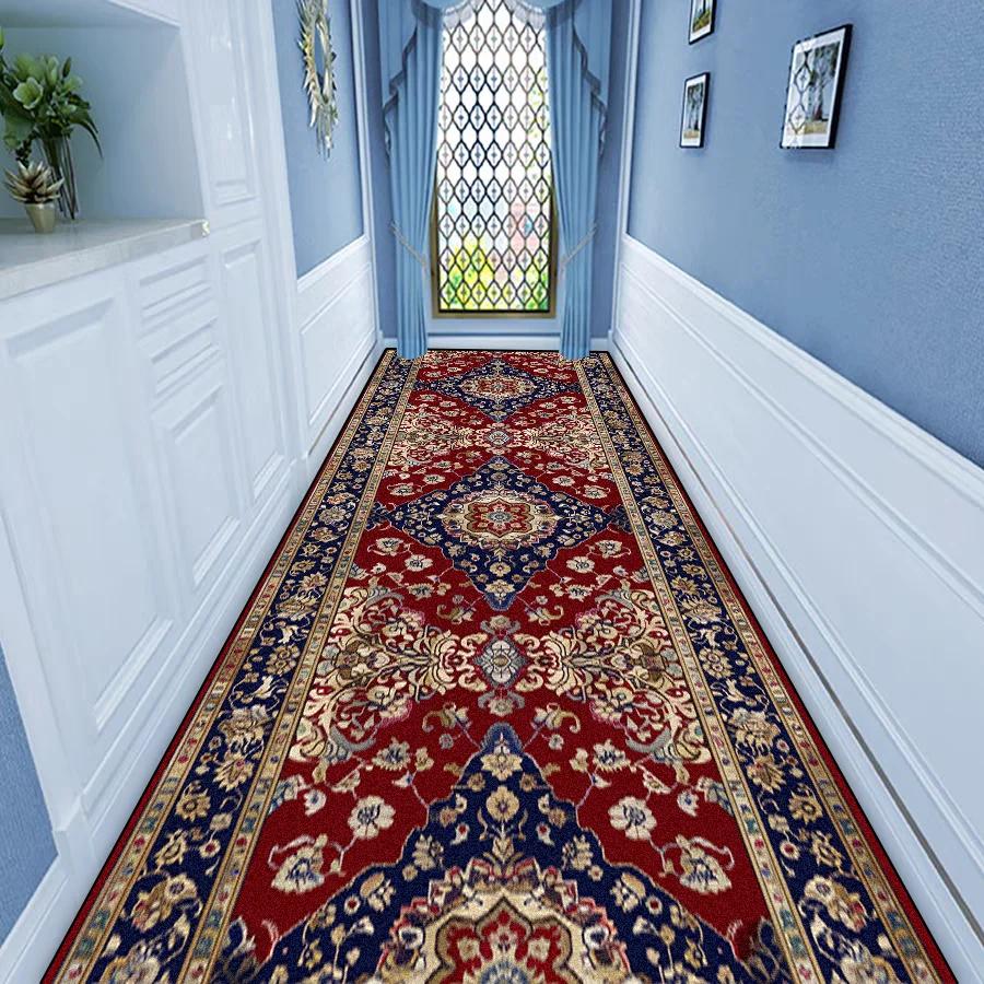 Luxuriöser Europäischer Flur Läufer Teppich Rutschfest Waschbar Läufer Treppenstufen Teppich Außenbereich Gang Der Lange Flur Matte Anpassbar