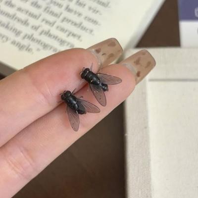 New Simulation Fly Earrings Black Personality Funny Earrings Mini Fly Ear Studs for Men Women Couple Gift