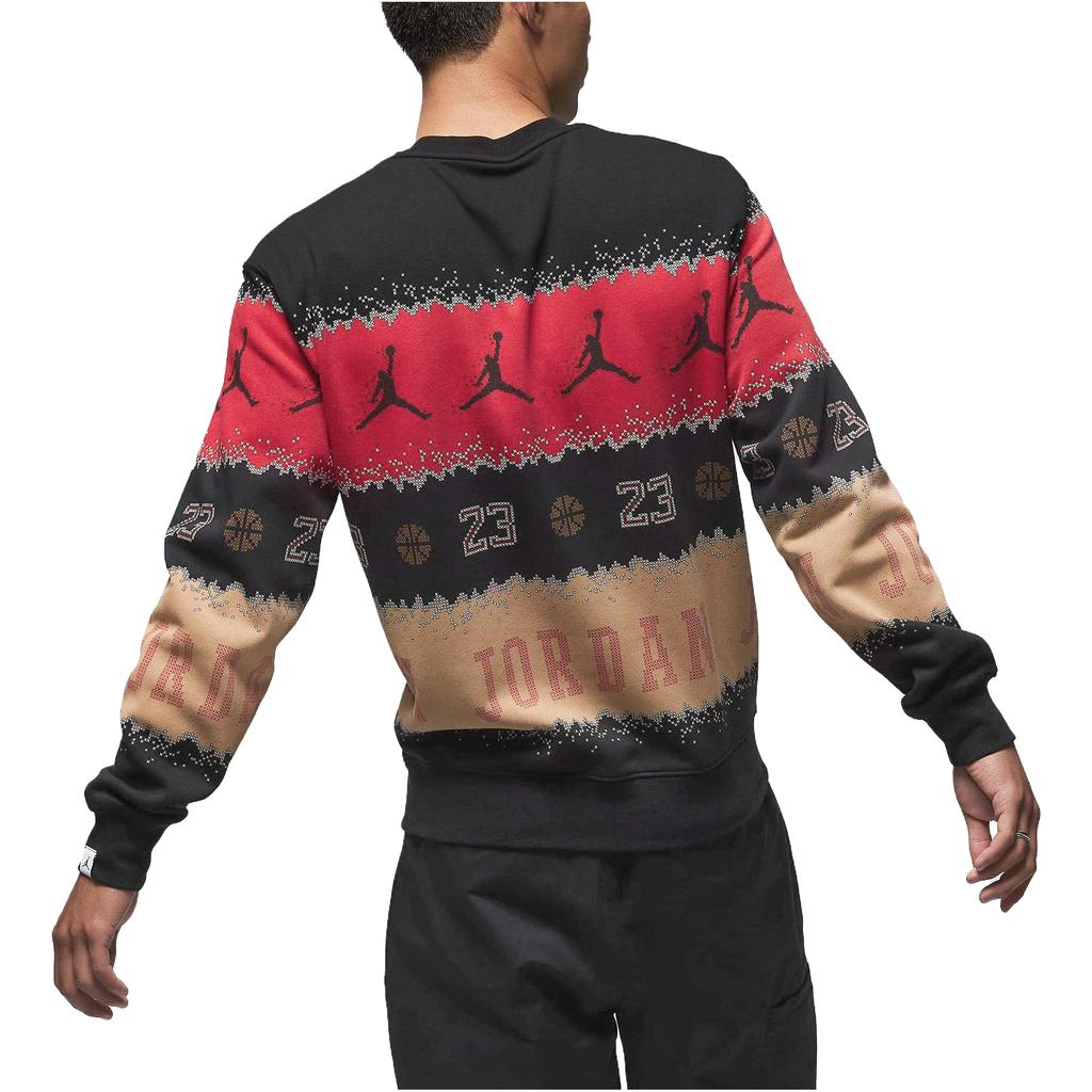 Jordan Essentials Holiday Logo Print Fleece-Lined Casual Long Sleeve Sweatshirt Men Tops Red Black FD7464-687