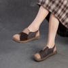Johnature Retro Mixed Colors Soft Soled Flats Genuine Leather Comfortable Round Toe Women's Slip-on Shoes