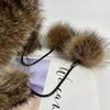 New Fluffy   Raccoon Fur Bomber Hat Cat Ears Balls Trapper Hat Winter Warm Women Girls Outdoor Snow Earflap Hats