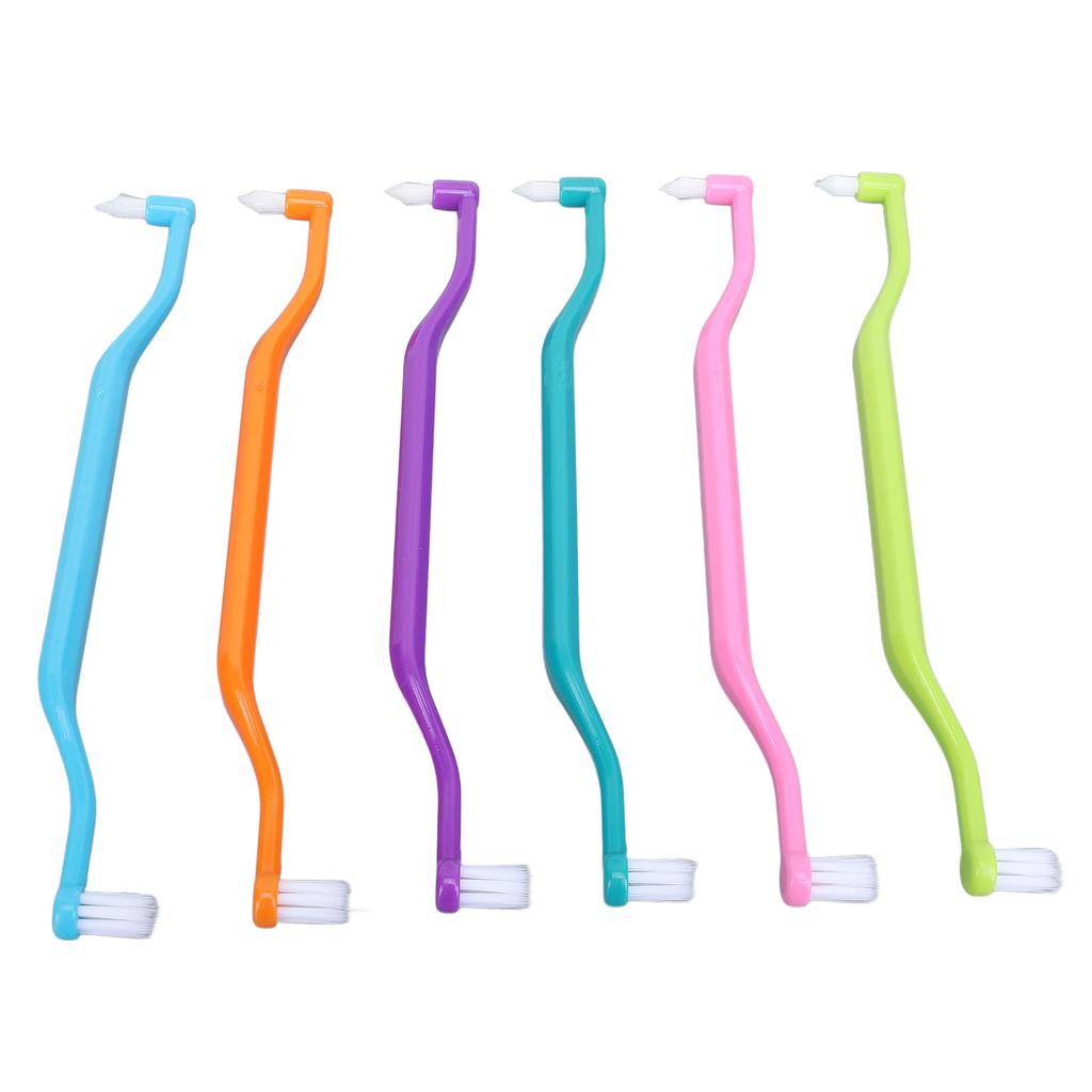 12Pcs Double Sided Cat Toothbrush Efficient Curved Handle Elastic Bristles Cat Teeth Cleaning Brush for Kitten Small Pet