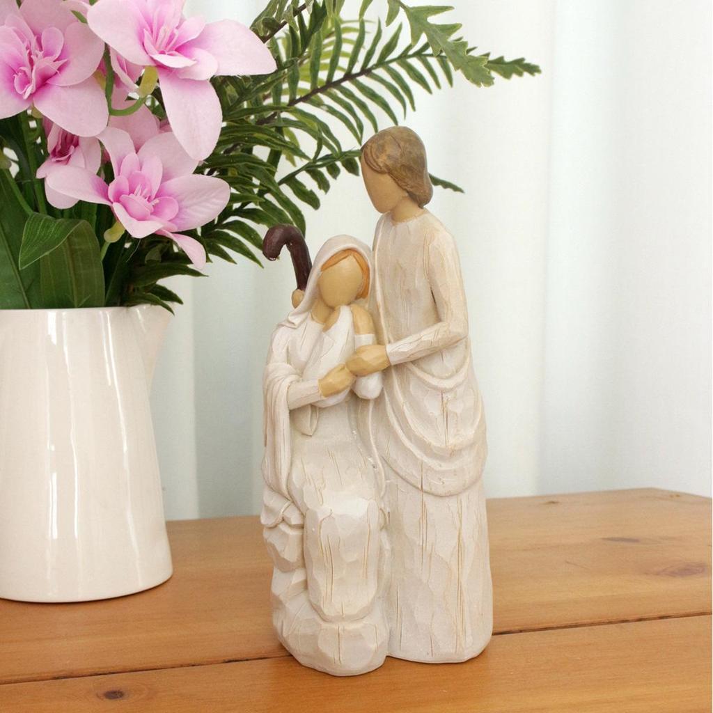 Cross Vintage-Style Resin Wood Carving Religious Family Desktop Ornament