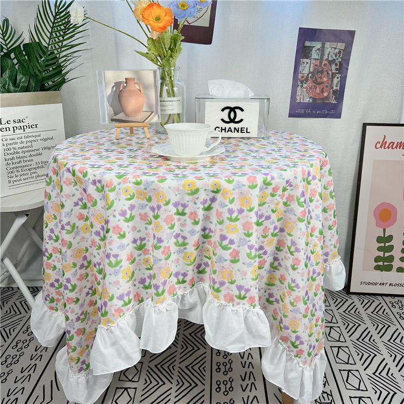 Spitze Runder Tischdecke Floraler Pastoraler Stil Picknick Party Dekorationstuch Ins Schmutzabweisend Antifouling Matte Süß