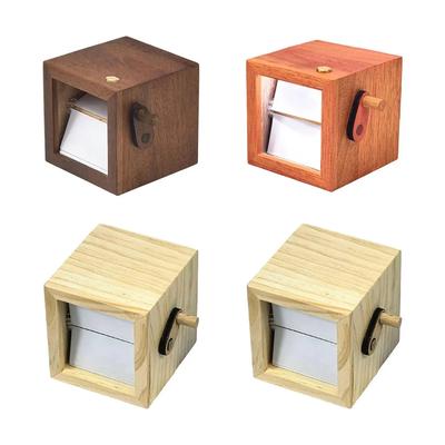 Decorative Wooden Rotating Photo Lamp with Hand Crank and Square Design Offering Adjustable Light for Home or Office