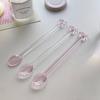 Pink Bow Glass Coffee Spoon, Long-handled Dessert/milk Tea Stirring Spoon, Heat-resistant Teaspoon, Household Kitchen Tool.